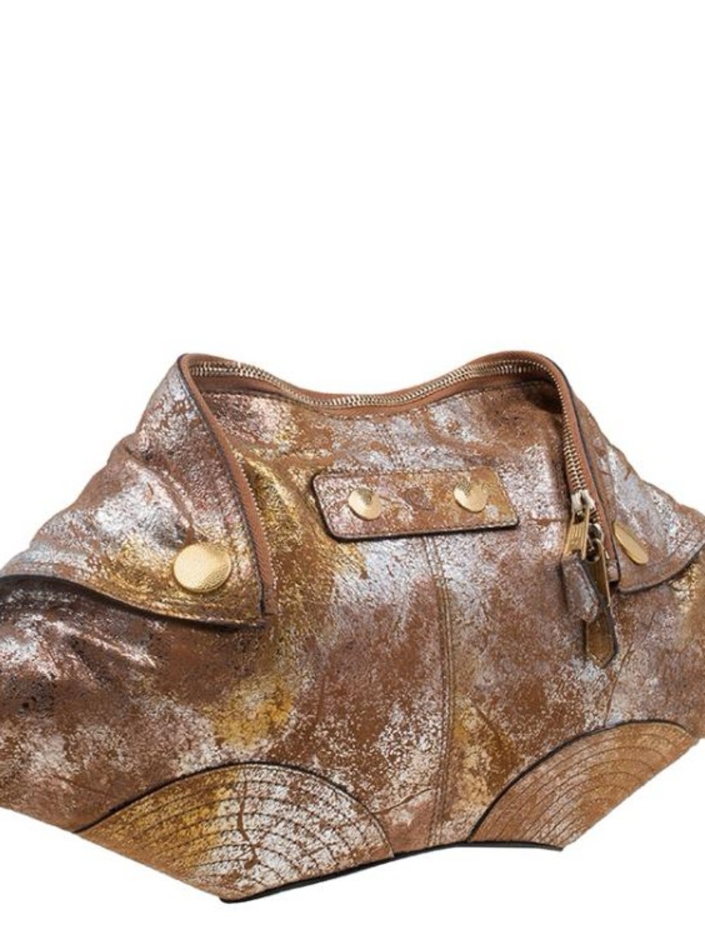 Alexander McQueen Metallic Bronze and Gold Leather Shoulder Bag. The IT bag